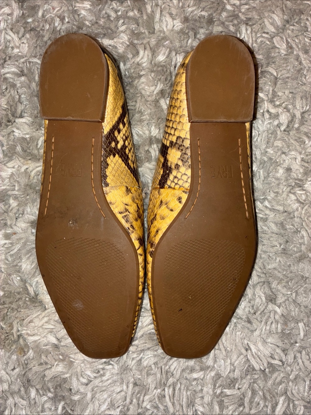 Frye Yellow & Brown Snake-Print Ballet Flats - Picture 4 of 7